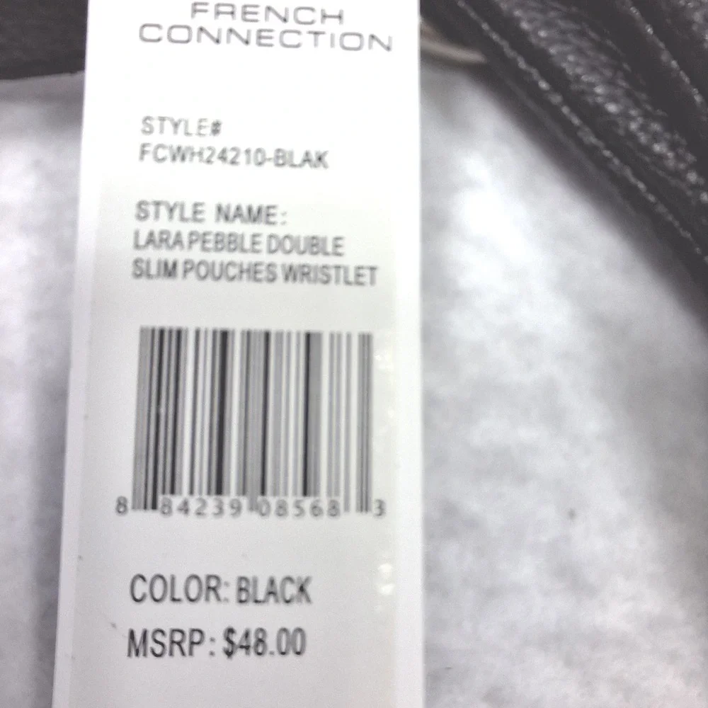 French Connection Wristlet Womens OS Black Lara‎ Pebble Double Slim Pouches NWT